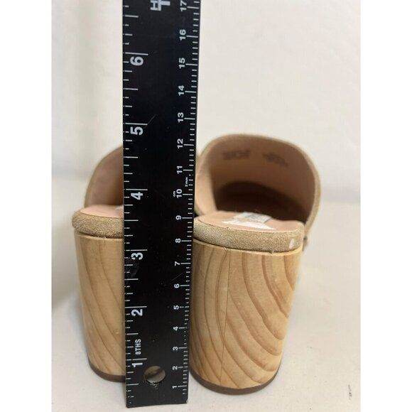 Steve Madden Brooklyn Beige Leather Suede Gold Studded Clog 9M - Picture 6 of 9